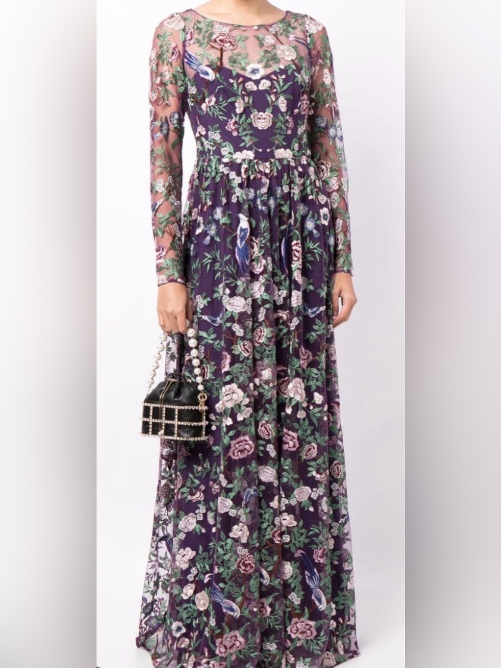 Marchesa Embroidered Floral Tulle Gown NWT
